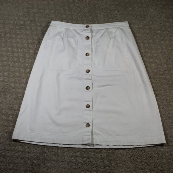 Folio Saks Fifth Avenue Size 4  White Front Button Skirt - Picture 1 of 4